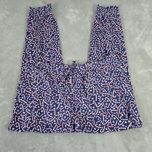 Christmas Womens Pajama Pants XL Pull On Blue Red Candy Canes Holiday NOV155E
